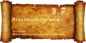 Mikolovits Perenna névjegykártya